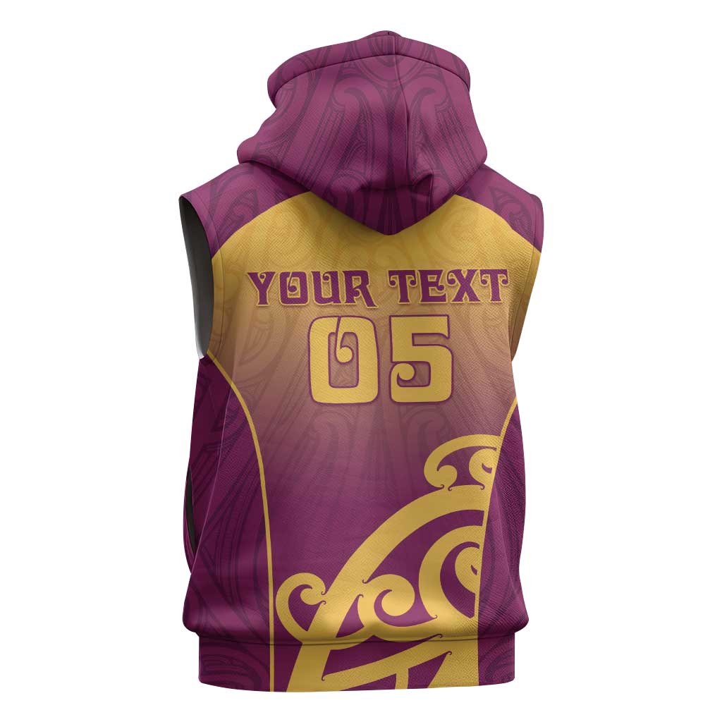 Custom Waiuku College Sleeveless Zip Hoodie Maori Koru Pattern