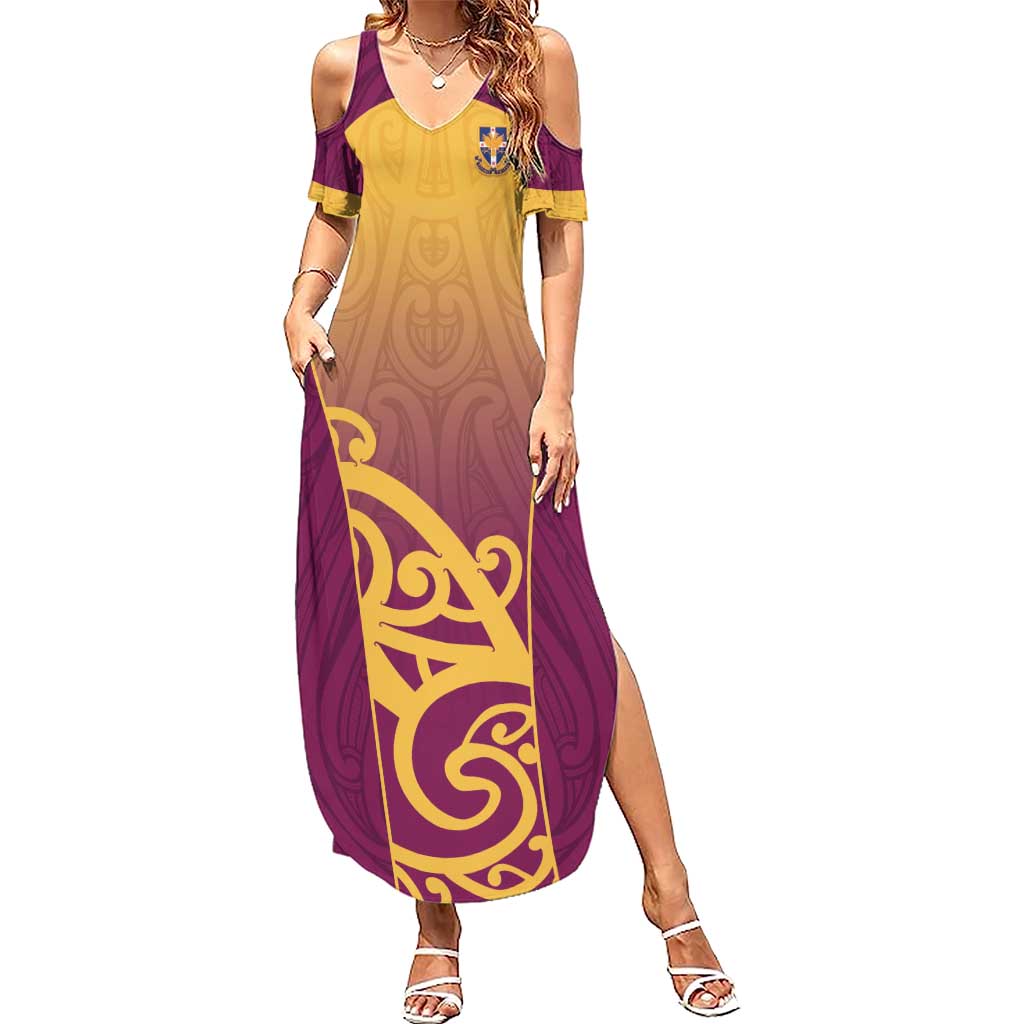 Custom Waiuku College Summer Maxi Dress Maori Koru Pattern