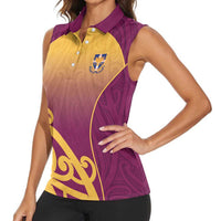 Custom Waiuku College Women Sleeveless Polo Shirt Maori Koru Pattern