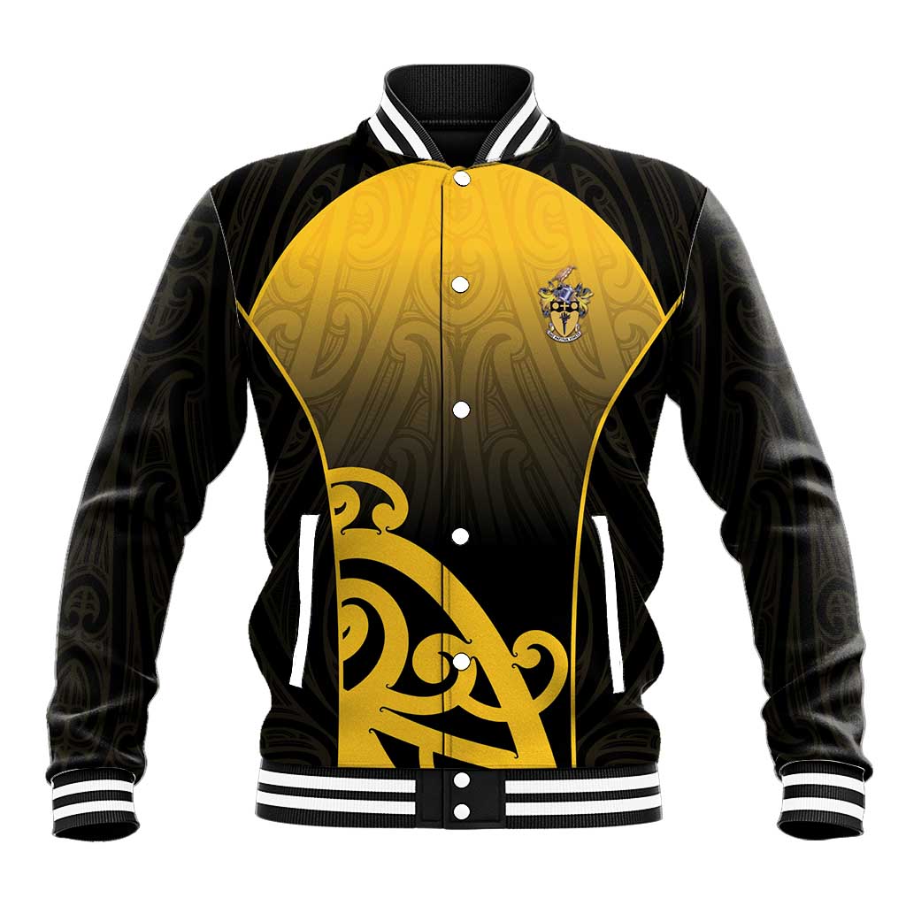 Custom Motueka High School Baseball Jacket Maori Koru Pattern