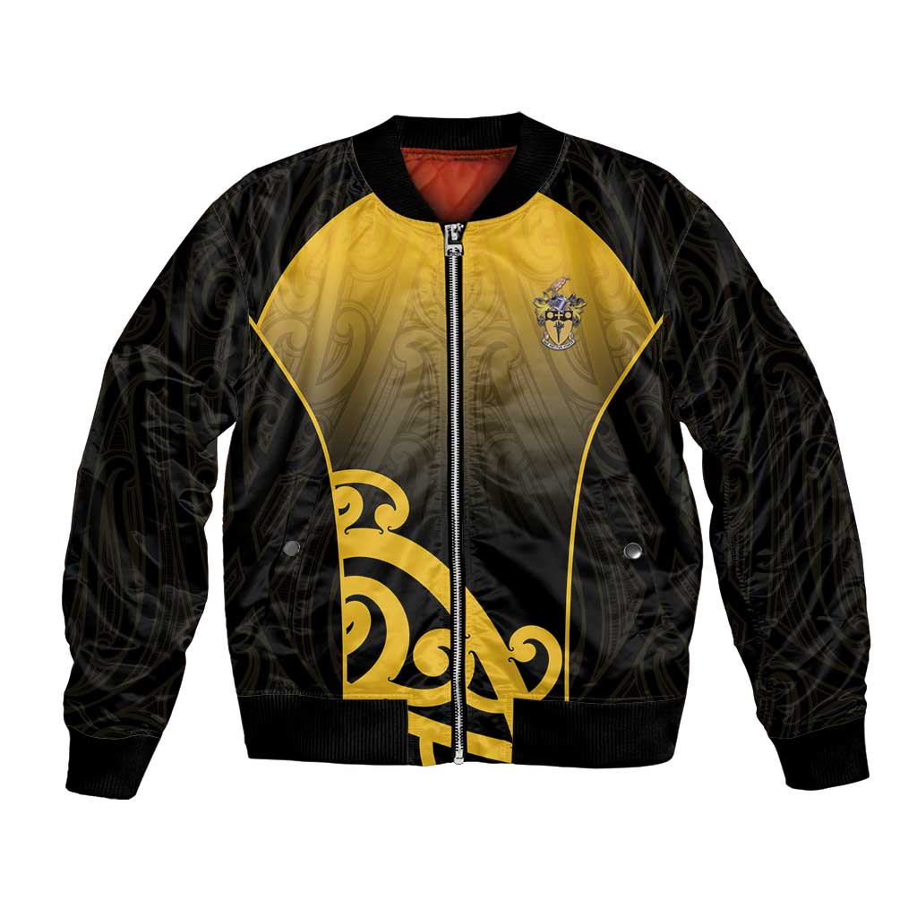 Custom Motueka High School Bomber Jacket Maori Koru Pattern