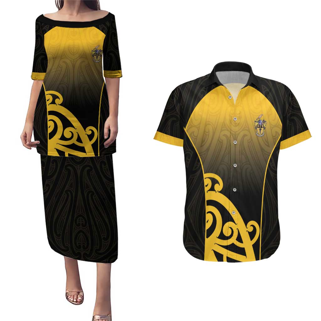 Custom Motueka High School Couples Matching Puletasi and Hawaiian Shirt Maori Koru Pattern