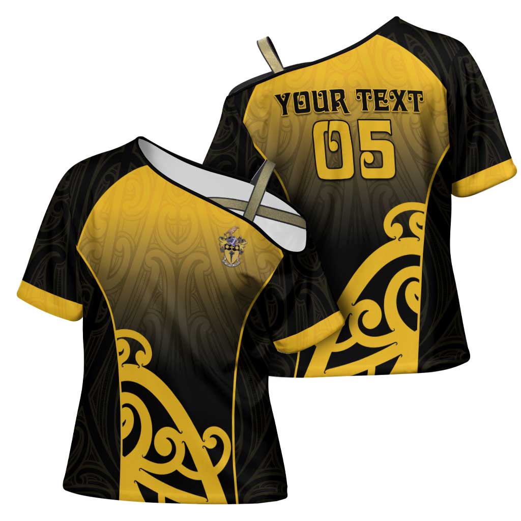 Custom Motueka High School Cross Shoulder Shirt Maori Koru Pattern