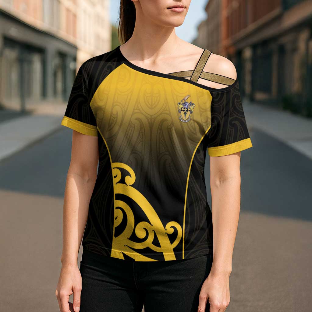 Custom Motueka High School Cross Shoulder Shirt Maori Koru Pattern