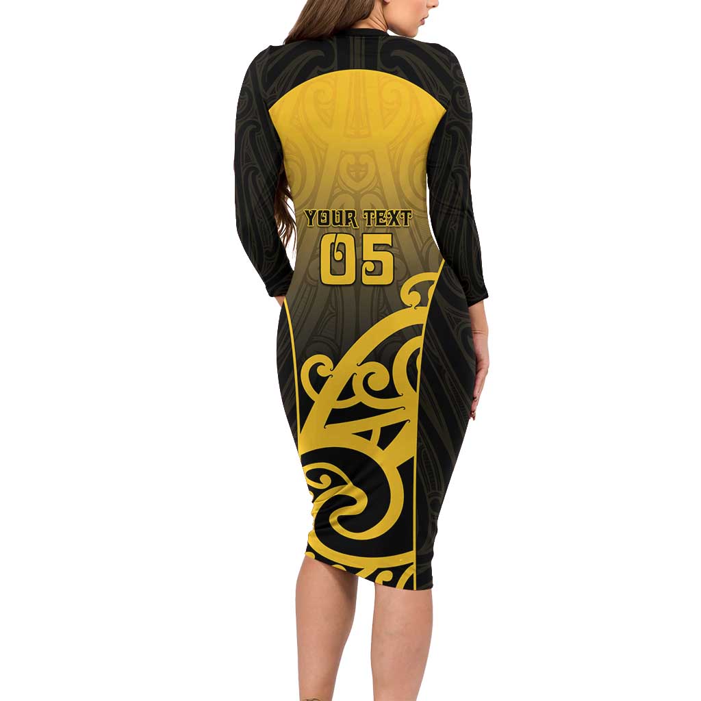 Custom Motueka High School Family Matching Long Sleeve Bodycon Dress and Hawaiian Shirt Maori Koru Pattern