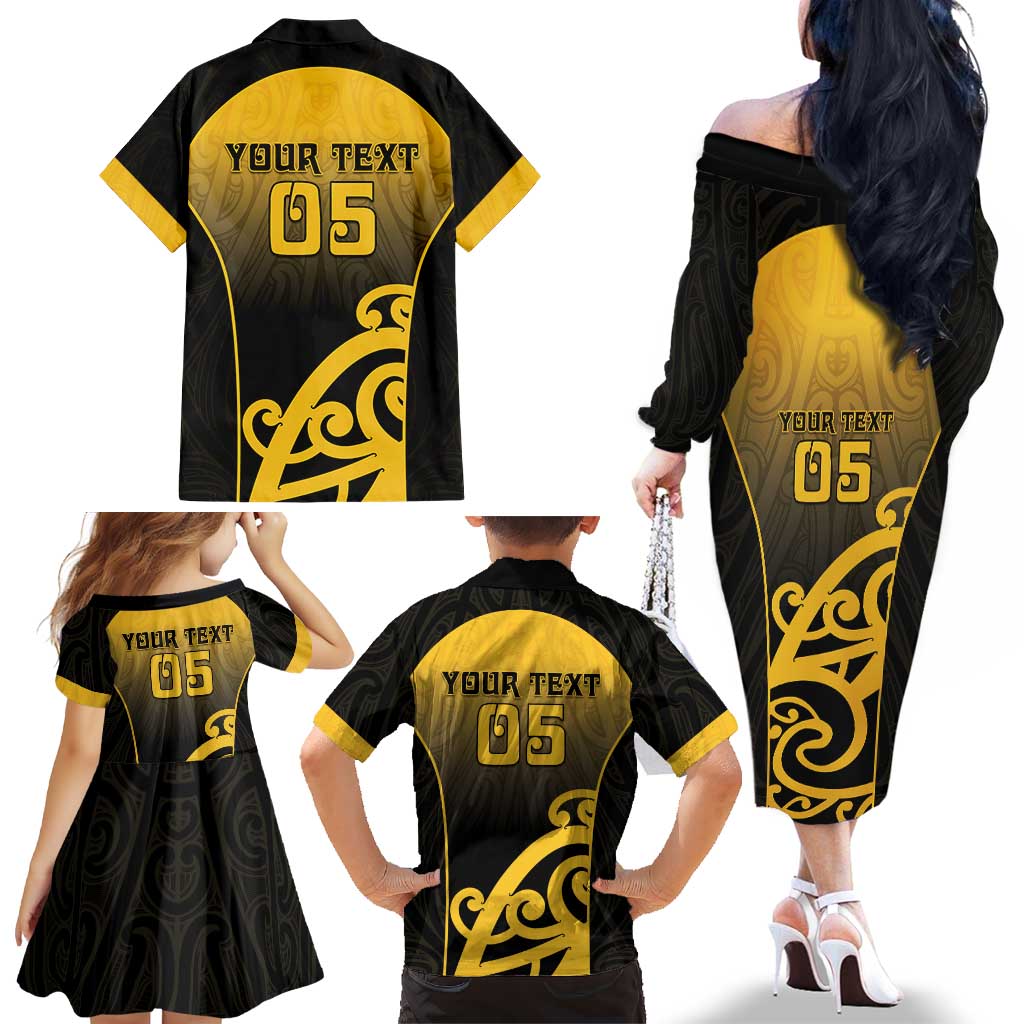 Custom Motueka High School Family Matching Off The Shoulder Long Sleeve Dress and Hawaiian Shirt Maori Koru Pattern LT05 - Polynesian Pride