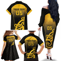 Custom Motueka High School Family Matching Off The Shoulder Long Sleeve Dress and Hawaiian Shirt Maori Koru Pattern LT05 - Polynesian Pride