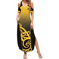 Custom Motueka High School Family Matching Summer Maxi Dress and Hawaiian Shirt Maori Koru Pattern