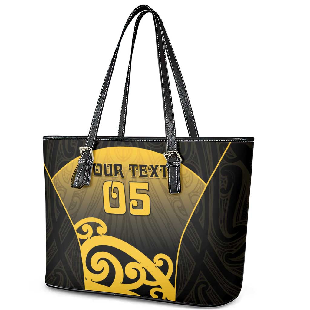 Custom Motueka High School Leather Tote Bag Maori Koru Pattern