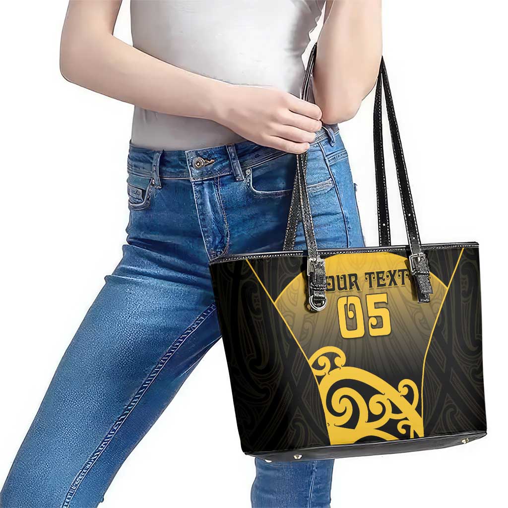 Custom Motueka High School Leather Tote Bag Maori Koru Pattern
