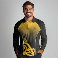 Custom Motueka High School Long Sleeve Polo Shirt Maori Koru Pattern