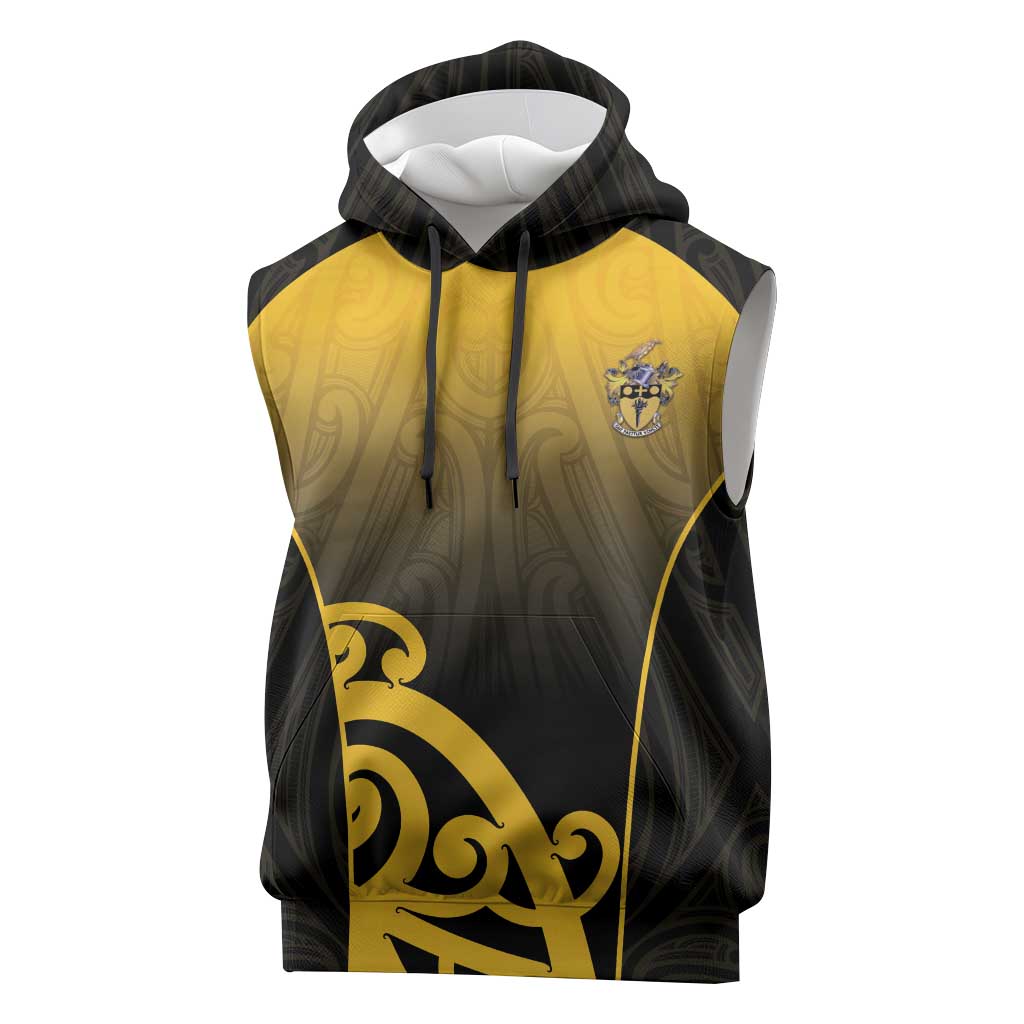 Custom Motueka High School Sleeveless Hoodie Maori Koru Pattern