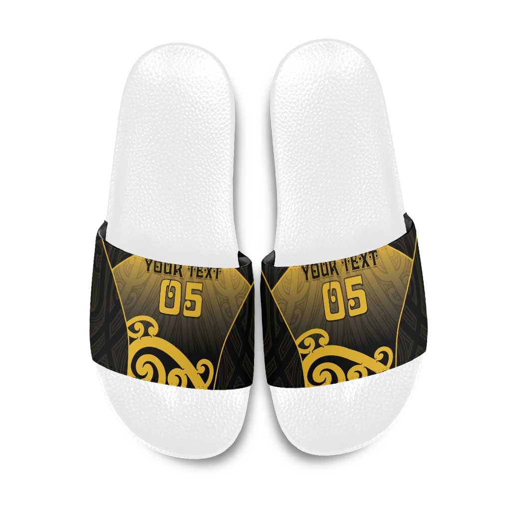 Custom Motueka High School Slide Sandals Maori Koru Pattern