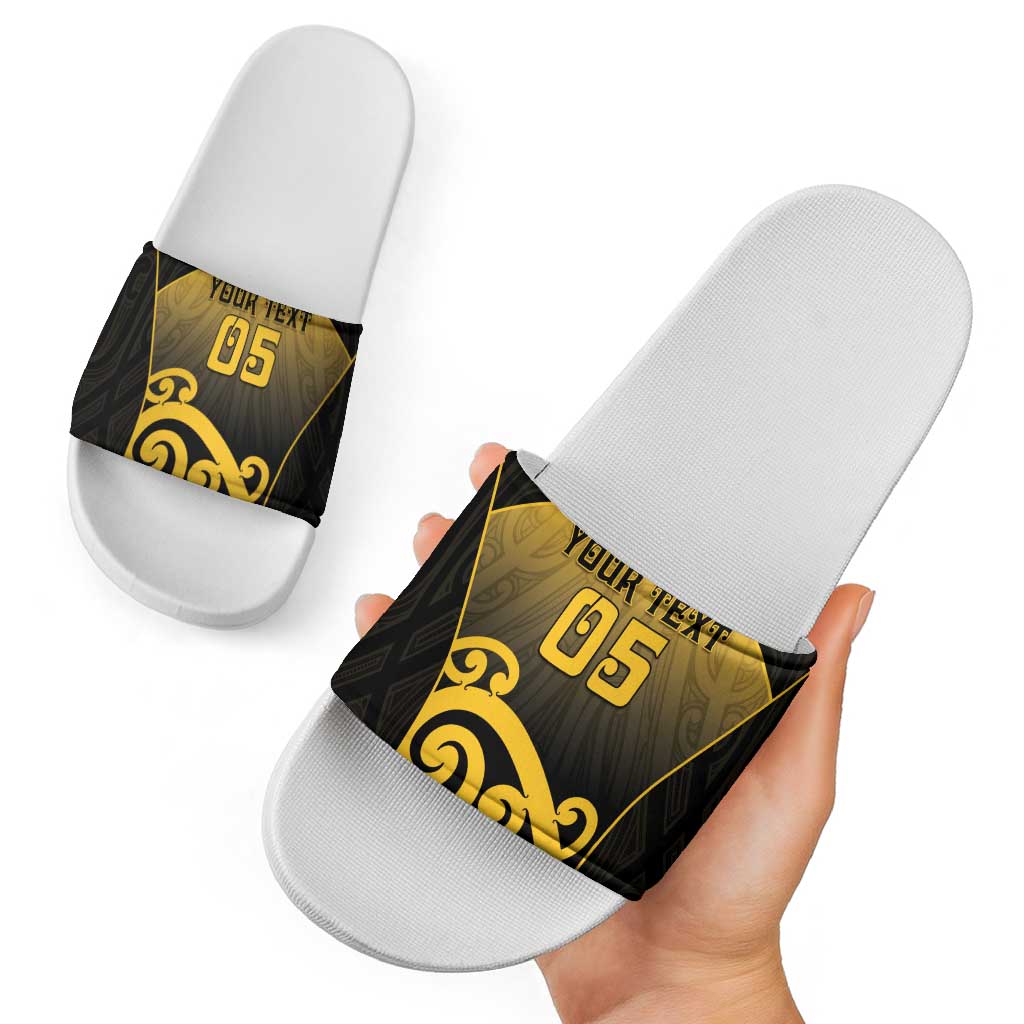 Custom Motueka High School Slide Sandals Maori Koru Pattern