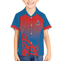 Custom St Joseph's Maori Girls' College Family Matching Mermaid Dress and Hawaiian Shirt Maori Koru Pattern LT05 Son's Shirt Blue - Polynesian Pride