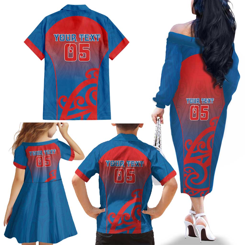 Custom St Joseph's Maori Girls' College Family Matching Off The Shoulder Long Sleeve Dress and Hawaiian Shirt Maori Koru Pattern LT05 - Polynesian Pride