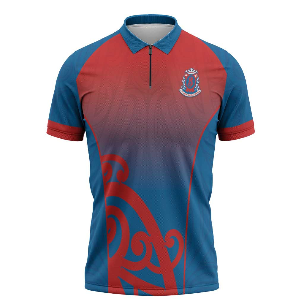 Custom St Joseph's Maori Girls' College Zipper Polo Shirt Maori Koru Pattern