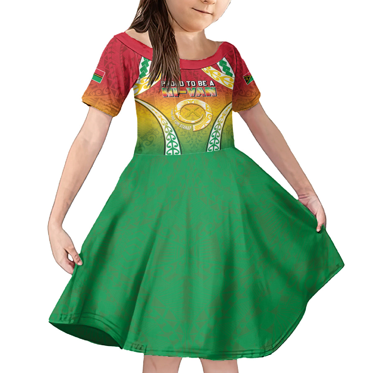 Personalised Vanuatu Family Matching Long Sleeve Bodycon Dress and Hawaiian Shirt Proud To Be A Ni-Van With Tribal Pattern LT05 Daughter's Dress Reggae - Polynesian Pride