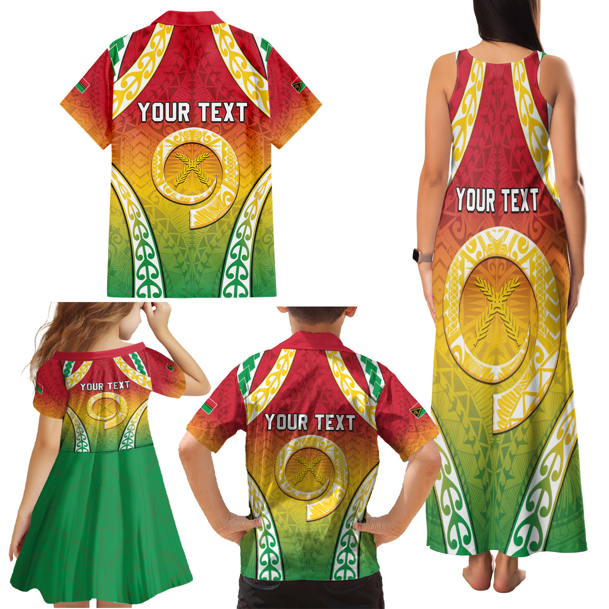 Personalised Vanuatu Family Matching Tank Maxi Dress and Hawaiian Shirt Proud To Be A Ni-Van With Tribal Pattern