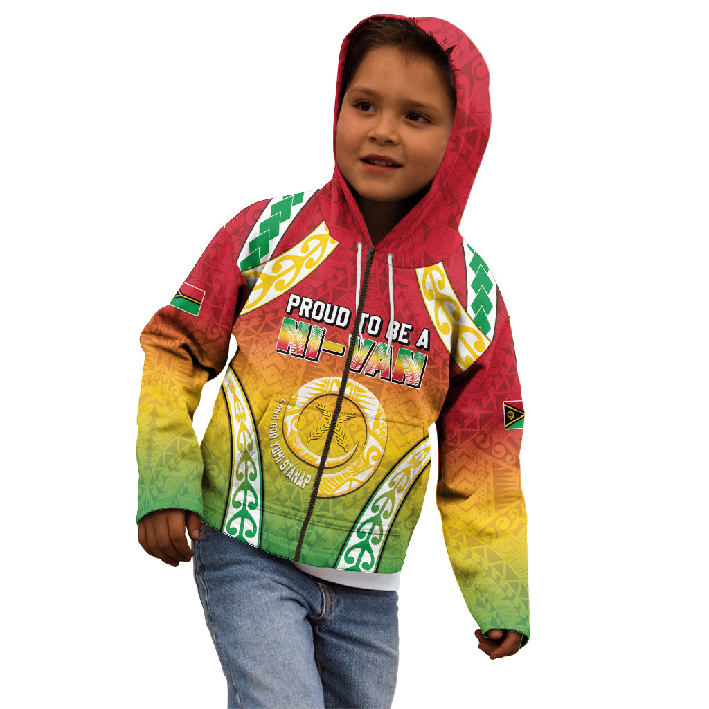 Personalised Vanuatu Kid Hoodie Proud To Be A Ni-Van With Tribal Pattern