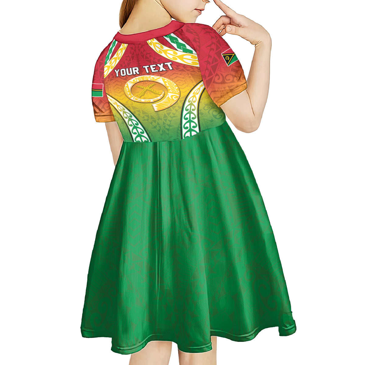 Personalised Vanuatu Kid Short Sleeve Dress Proud To Be A Ni-Van With Tribal Pattern