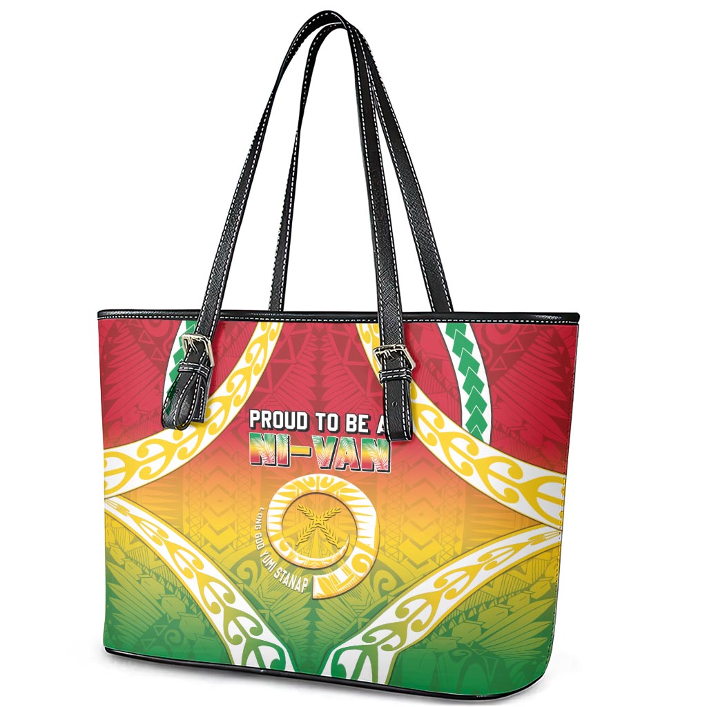 Vanuatu Leather Tote Bag Proud To Be A Ni-Van With Tribal Pattern