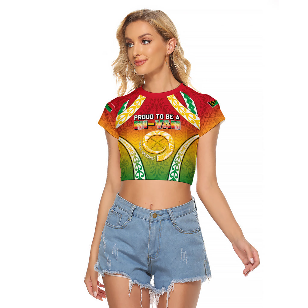 Personalised Vanuatu Raglan Cropped T Shirt Proud To Be A Ni-Van With Tribal Pattern