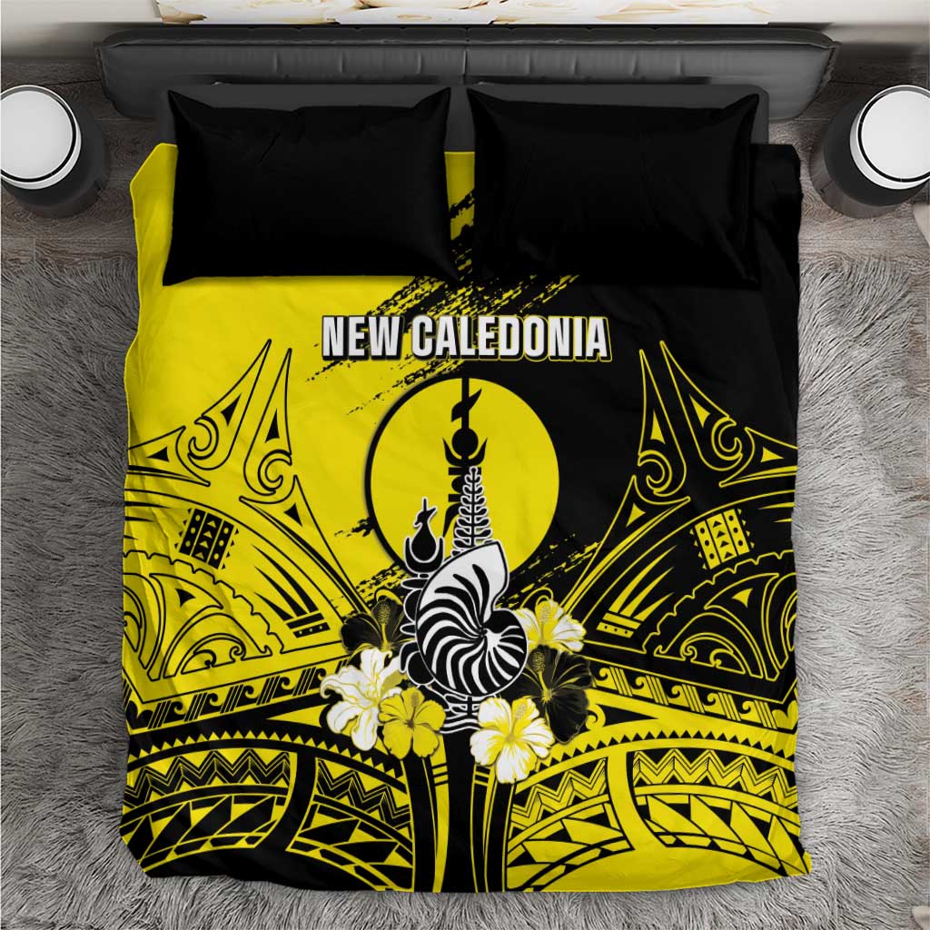 New Caledonia Day Bedding Set Kanaky Flag Coat Of Arms Polynesian Pattern