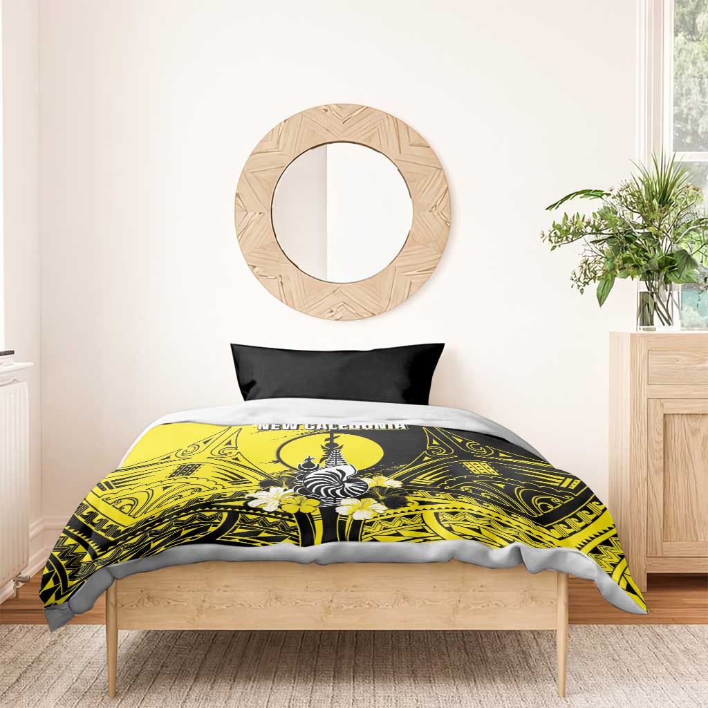 New Caledonia Day Bedding Set Kanaky Flag Coat Of Arms Polynesian Pattern