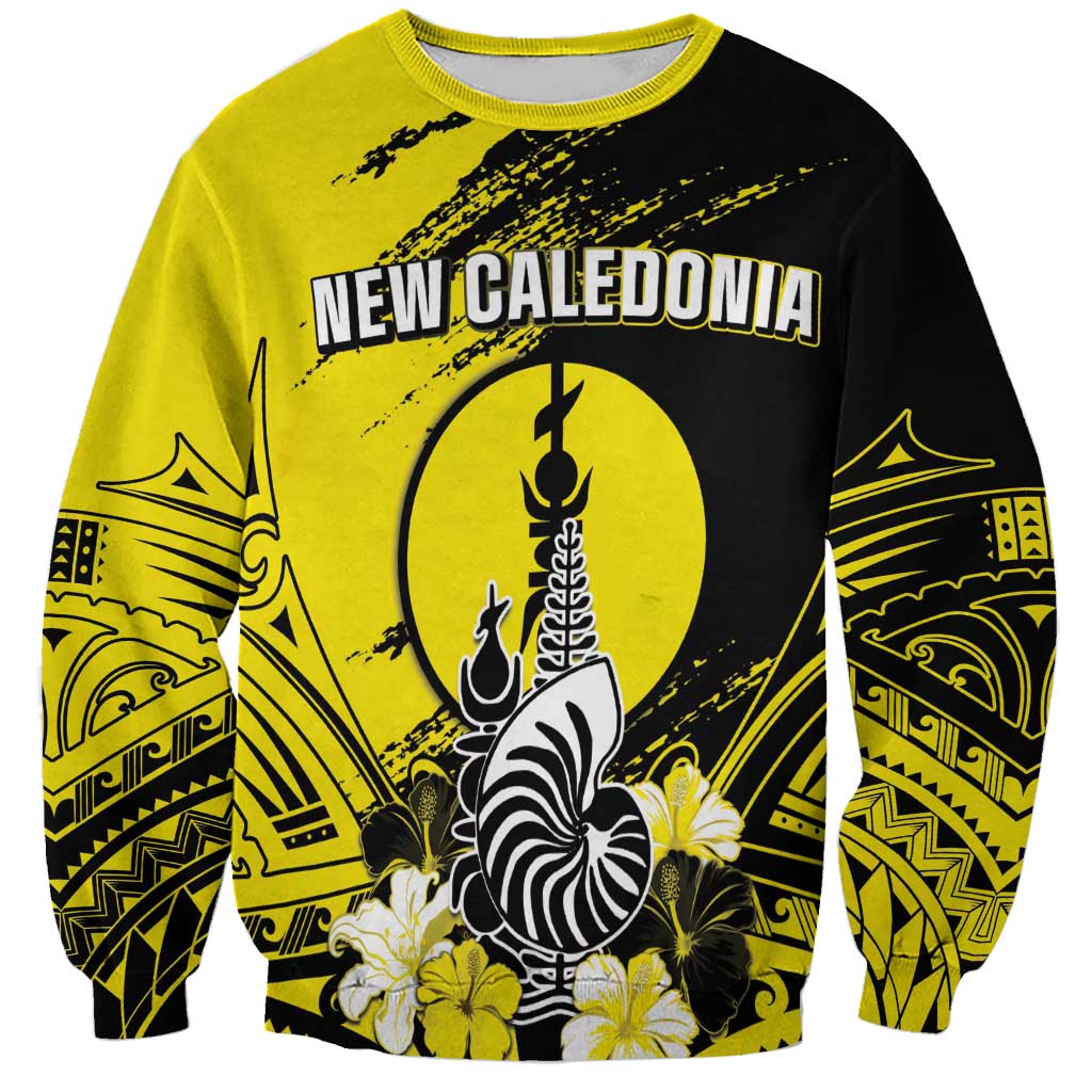 Personalised New Caledonia Day Sweatshirt Kanaky Flag Coat Of Arms Polynesian Pattern