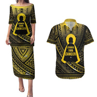 Personalised Polynesia Childhood Cancer Awareness Couples Matching Puletasi and Hawaiian Shirt You Are Stronger Than Cancer