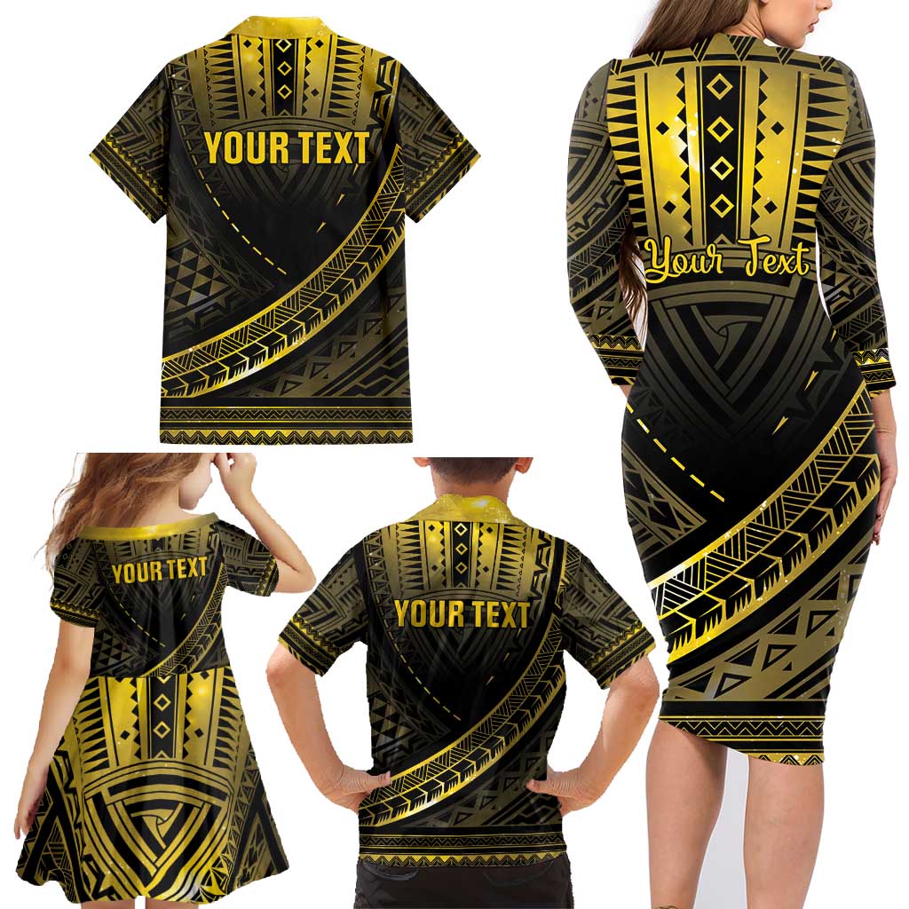Personalised Polynesia Childhood Cancer Awareness Family Matching Long Sleeve Bodycon Dress and Hawaiian Shirt You Are Stronger Than Cancer