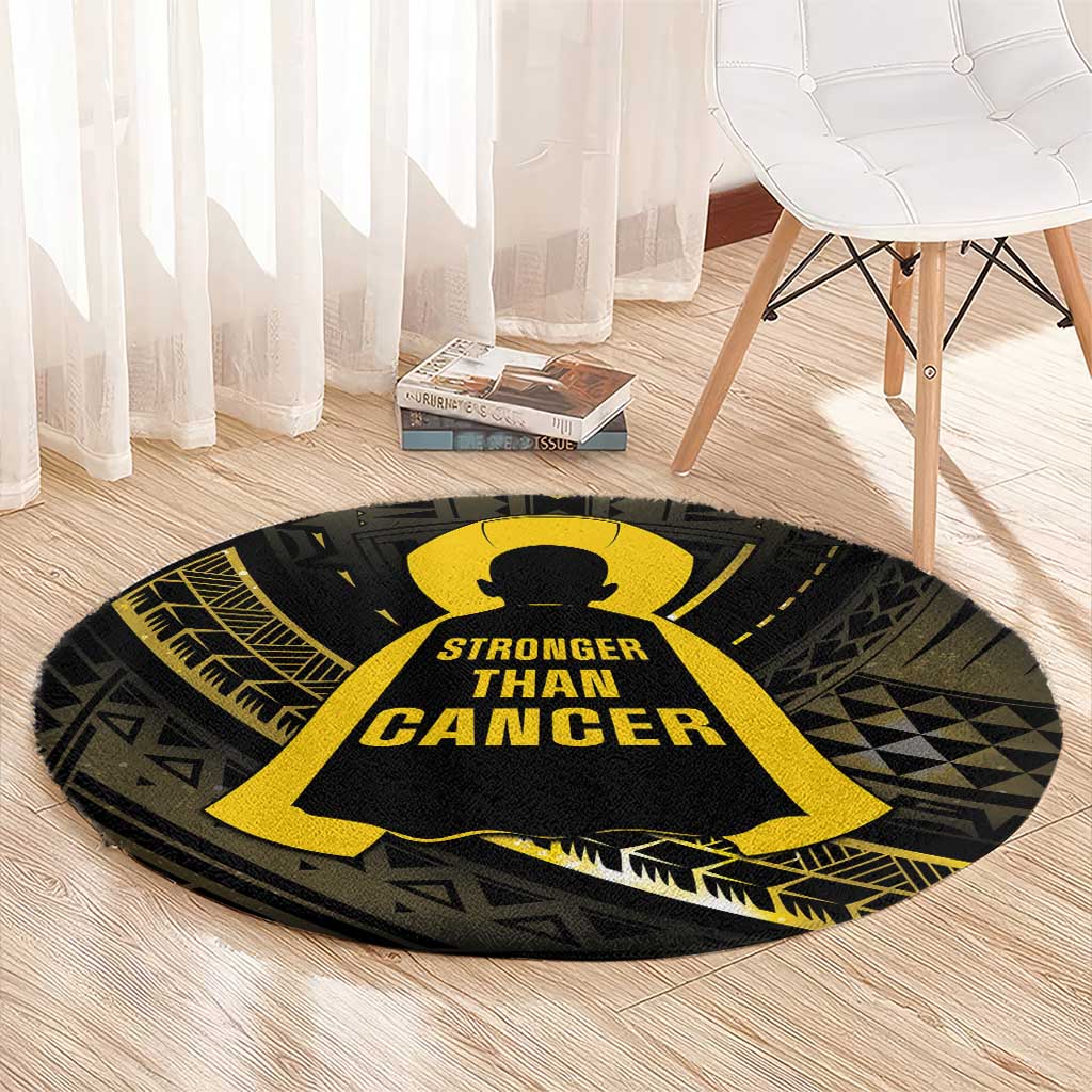 Polynesia Childhood Cancer Awareness Round Carpet You Are Stronger Than Cancer