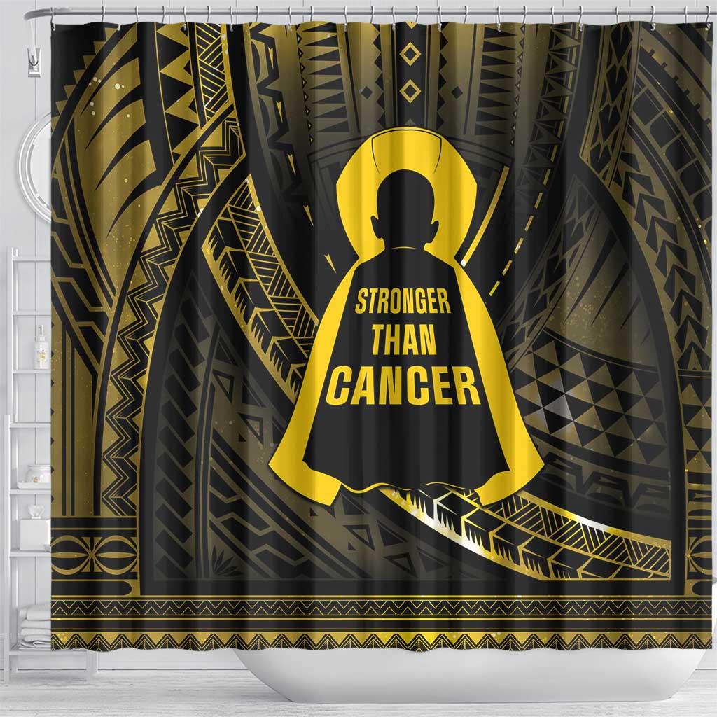 Polynesia Childhood Cancer Awareness Shower Curtain You Are Stronger Than Cancer
