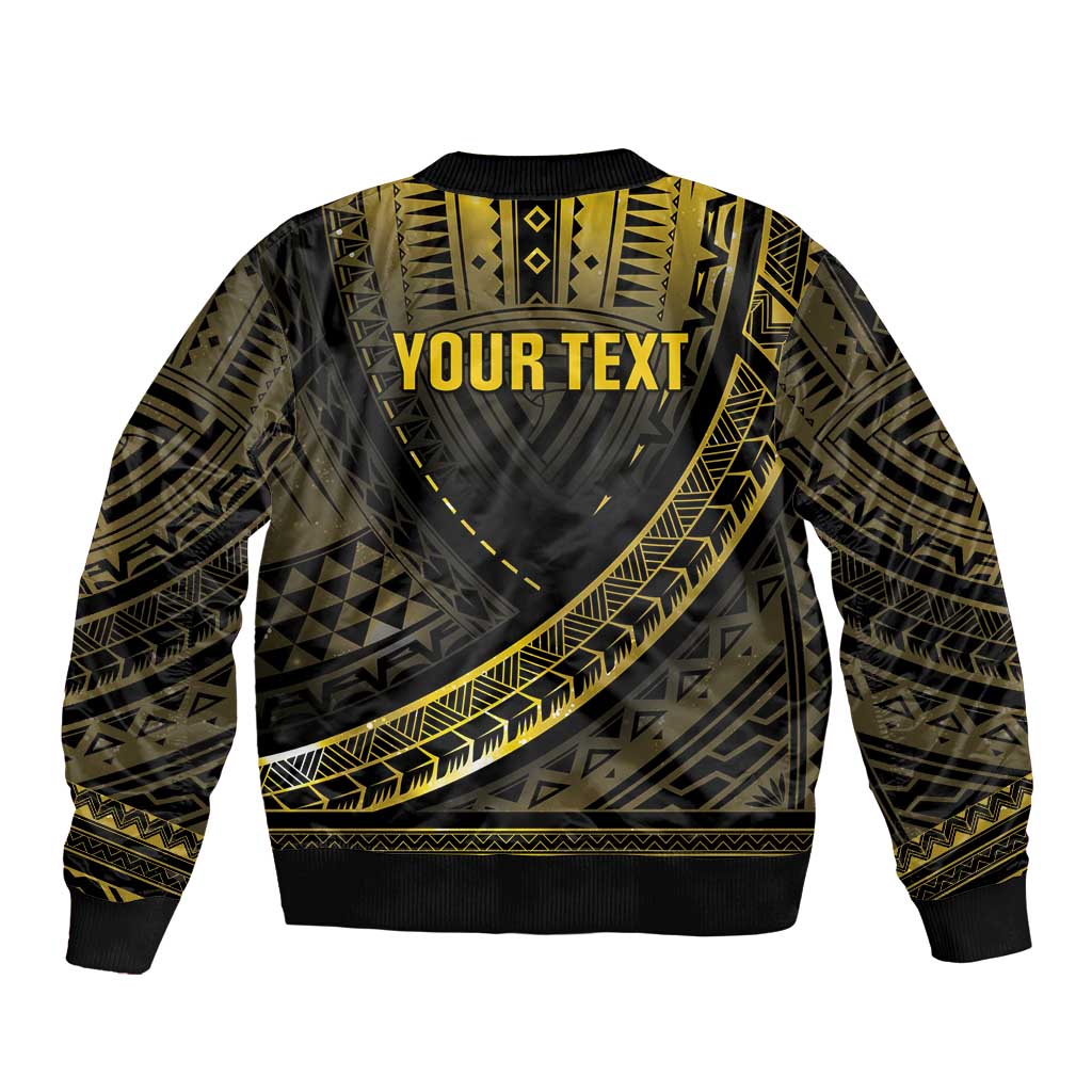 Personalised Polynesia Childhood Cancer Awareness Sleeve Zip Bomber Jacket You Are Stronger Than Cancer