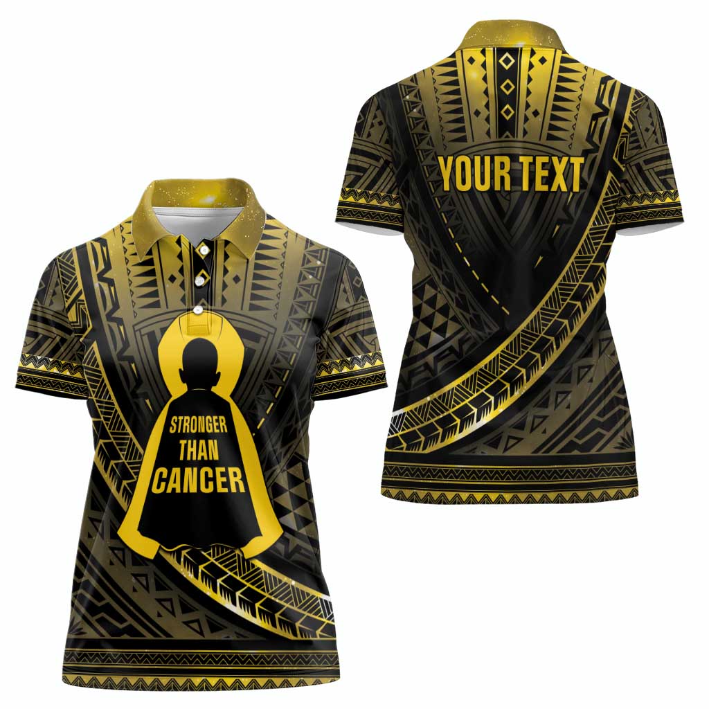 Personalised Polynesia Childhood Cancer Awareness Women Polo Shirt You Are Stronger Than Cancer