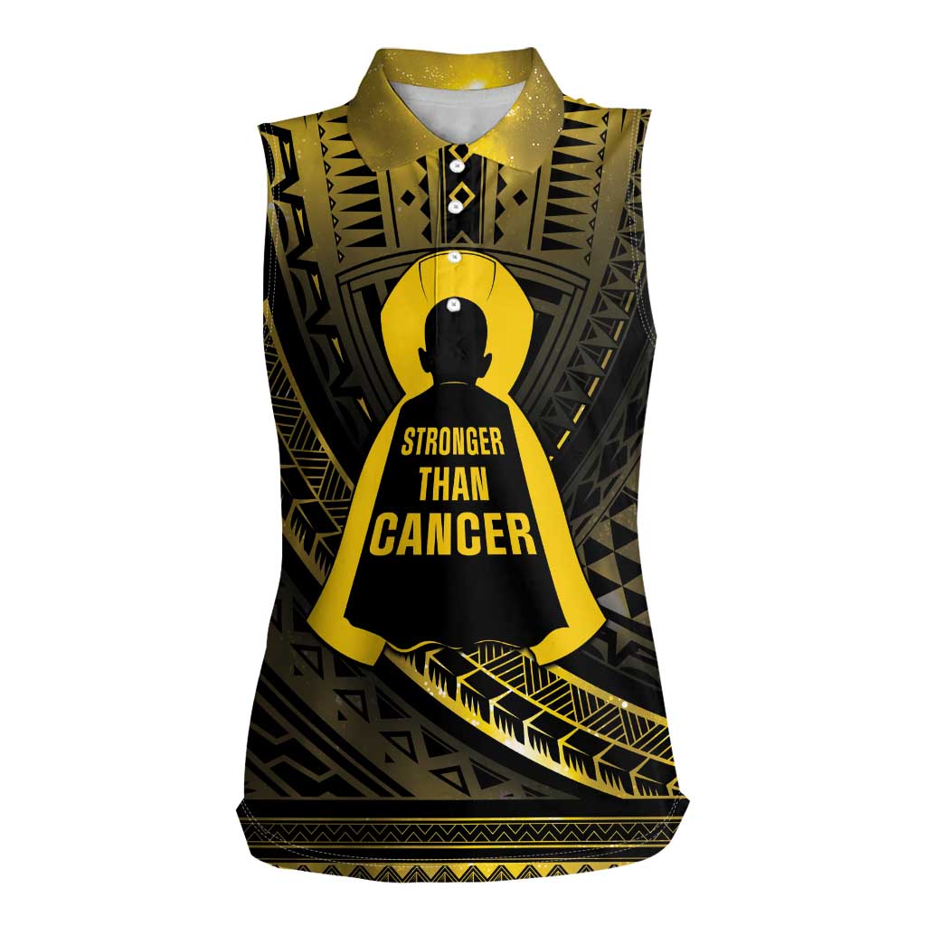 Personalised Polynesia Childhood Cancer Awareness Women Sleeveless Polo Shirt You Are Stronger Than Cancer