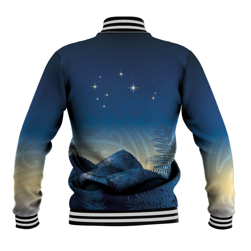 New Zealand Matariki Baseball Jacket Maori Waka With Silver Fern LT05 - Polynesian Pride