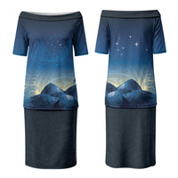 New Zealand Matariki Couples Matching Puletasi and Hawaiian Shirt Maori Waka With Silver Fern LT05 - Polynesian Pride