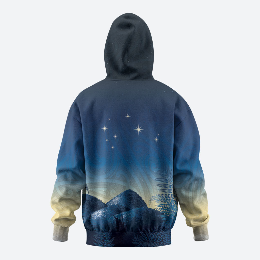 New Zealand Matariki Hoodie Maori Waka With Silver Fern LT05 - Polynesian Pride