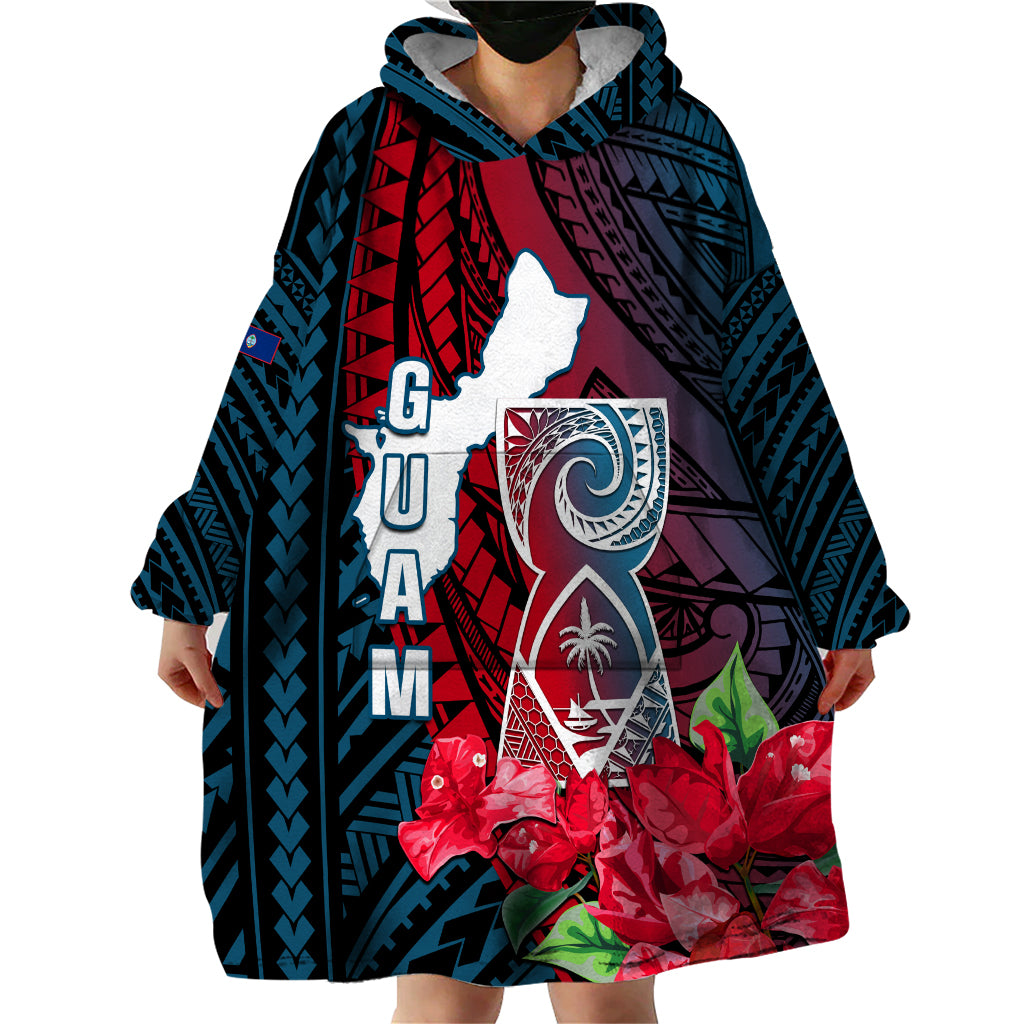 Guam Wearable Blanket Hoodie Latte Stone Mix Bougainvillea Polynesian Pattern LT05 - Polynesian Pride