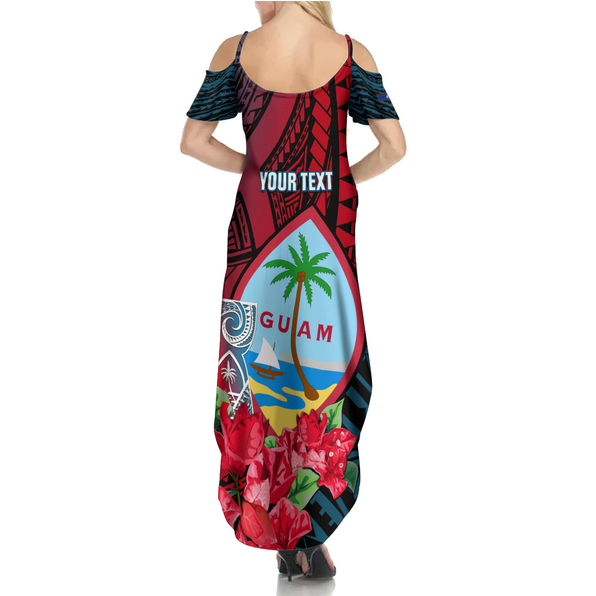Personalized Guam Summer Maxi Dress Latte Stone Mix Bougainvillea Polynesian Pattern LT05 - Polynesian Pride