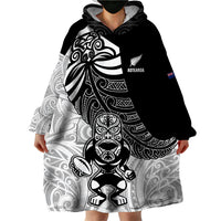 Custom New Zealand Fern Rugby Wearable Blanket Hoodie World Cup 2023 Go Aotearoa Maori Pattern LT05 - Polynesian Pride