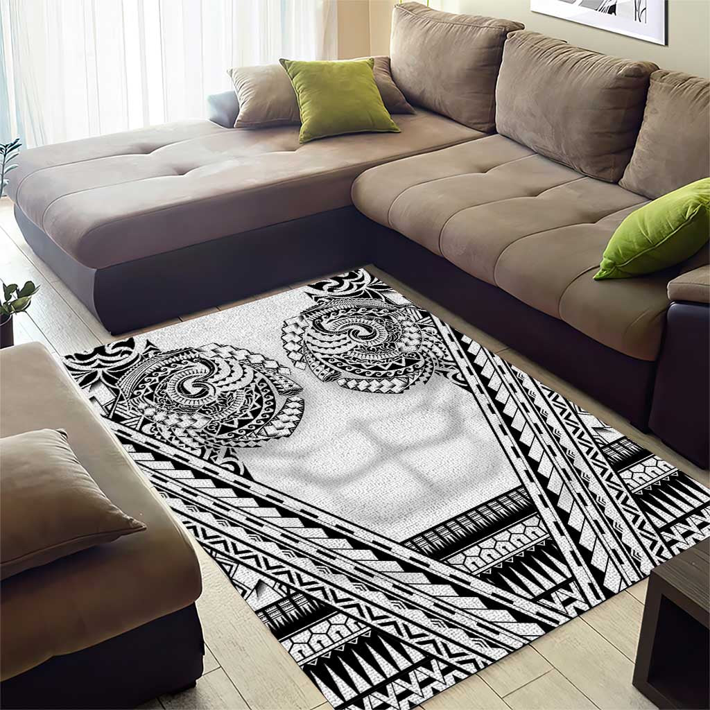 Polynesian Tattoo Inspired Cosplay Costume Area Rug Tribal Warrior White - Polynesian Pride