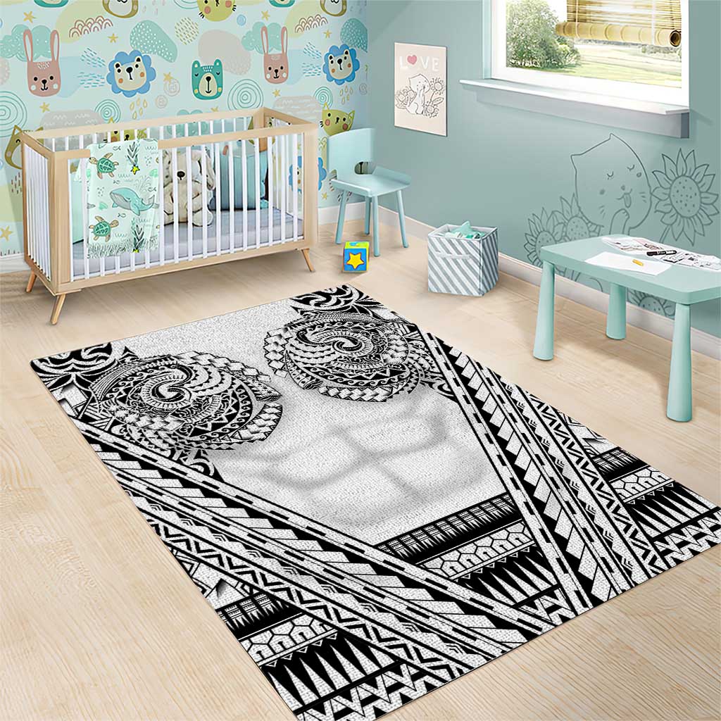 Polynesian Tattoo Inspired Cosplay Costume Area Rug Tribal Warrior White - Polynesian Pride