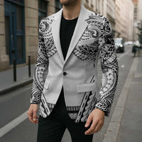 Polynesian Tattoo Inspired Cosplay Costume Blazer Tribal Warrior White - Polynesian Pride