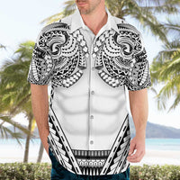 Polynesian Tattoo Inspired Cosplay Costume Hawaiian Shirt Tribal Warrior White - Polynesian Pride