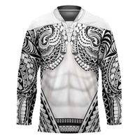 Polynesian Tattoo Inspired Cosplay Costume Hockey Jersey Tribal Warrior White - Polynesian Pride