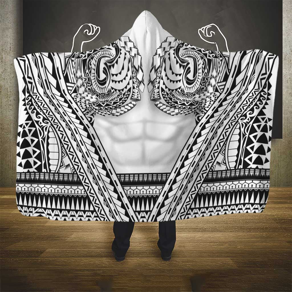 Polynesian Tattoo Inspired Cosplay Costume Hooded Blanket Tribal Warrior White - Polynesian Pride