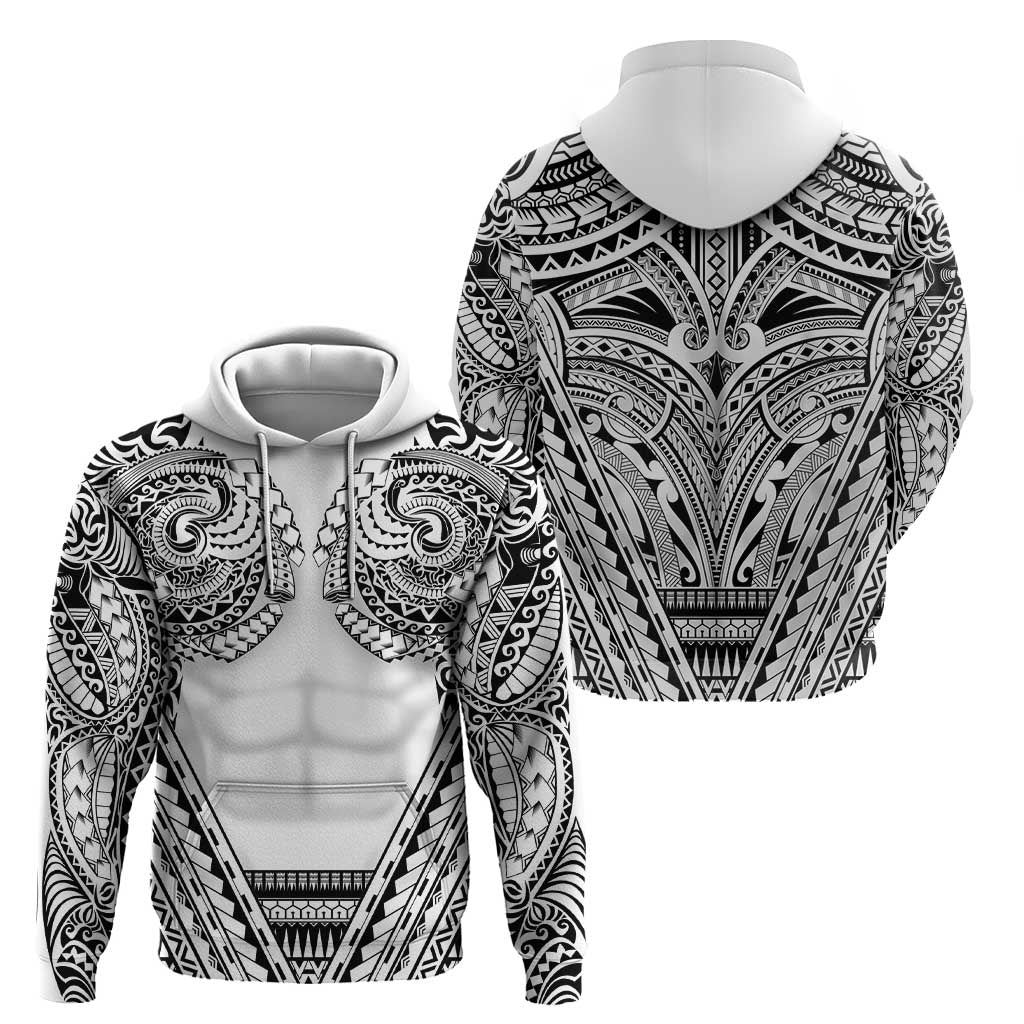 Polynesian Tattoo Inspired Cosplay Costume Hoodie Tribal Warrior White - Polynesian Pride